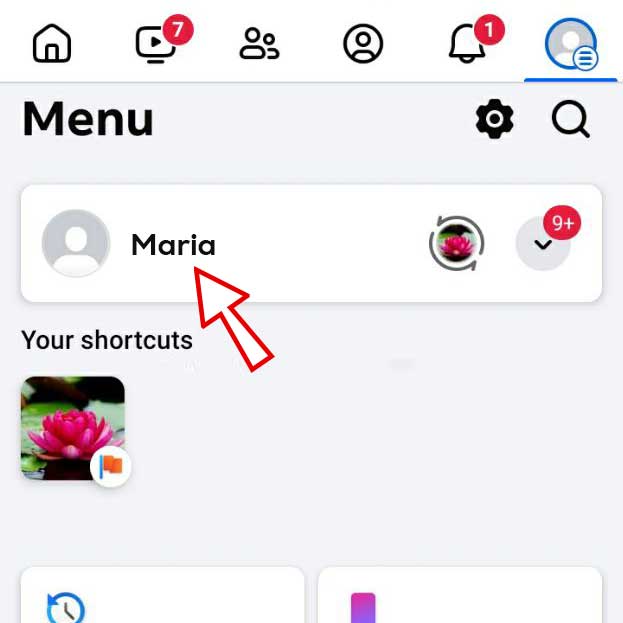 Tap on your profile/page name