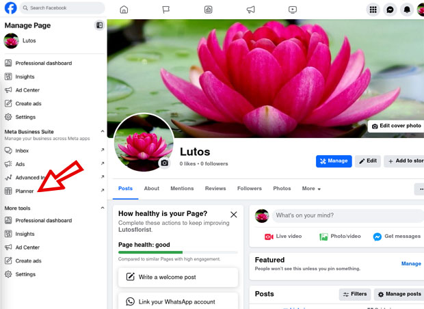 Facebook manage page