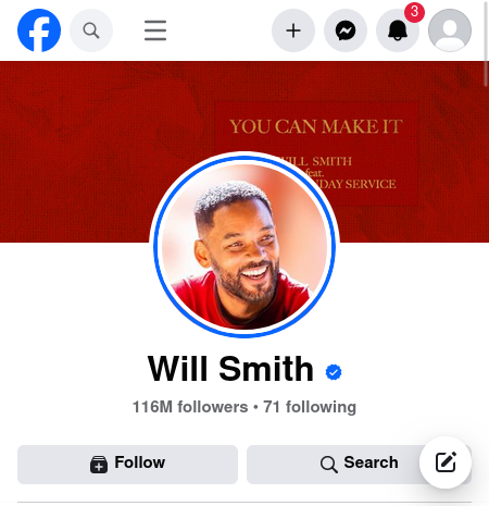 The official page of Will Smith on Facebook